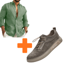 (PAGUE 1 LEVE 2 ) Sapatênis Masculino Em Couro Premium Off-Ekien + Camisa de Linho Premium Masculina