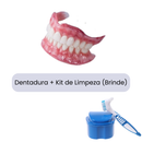 (COMPRE 1 LEVE 2) Dentadura de Silicone FIX | Ajustavel e Adaptativa + Kit de Limpeza de BRINDE