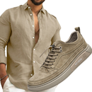 (PAGUE 1 LEVE 2 ) Sapatênis Masculino Em Couro Premium Off-Ekien + Camisa de Linho Premium Masculina