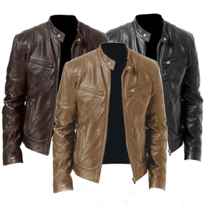 (PAGUE 1 LEVE 2) Jaqueta de Couro Masculina Racer + BRINDE